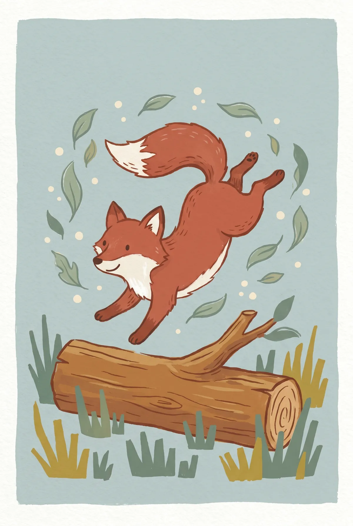 Leaping Fox Print