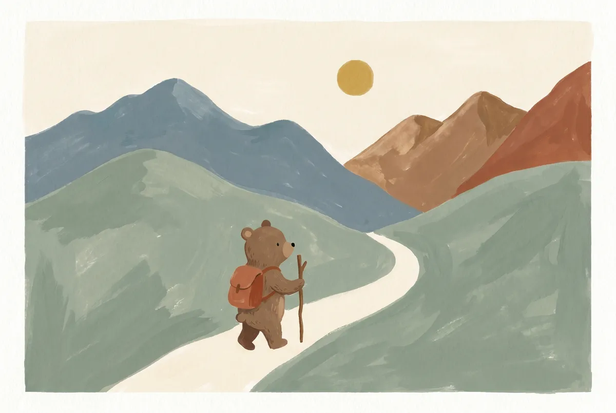 Hiking Bear Print