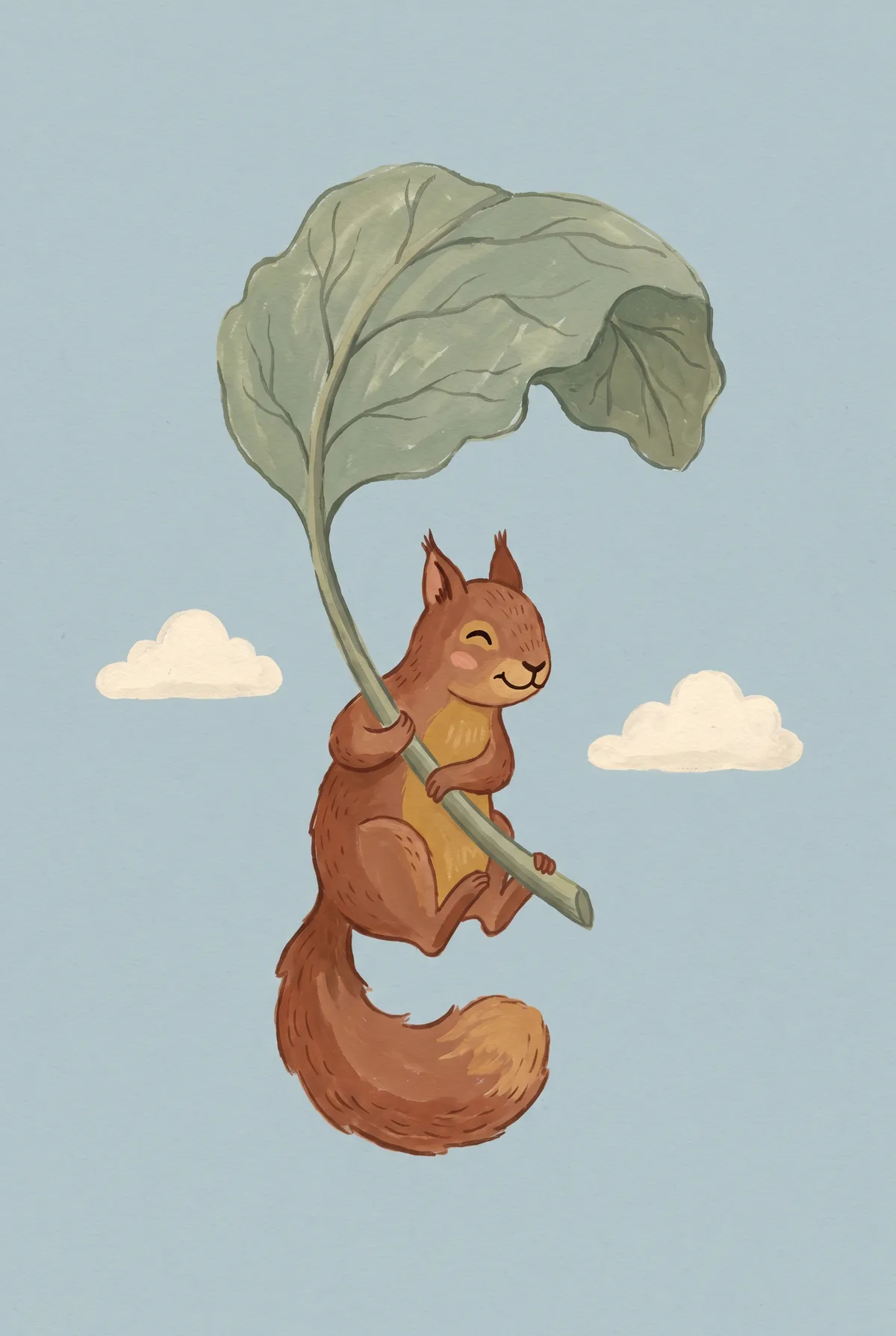 Squirrel with Leaf Parachute Print