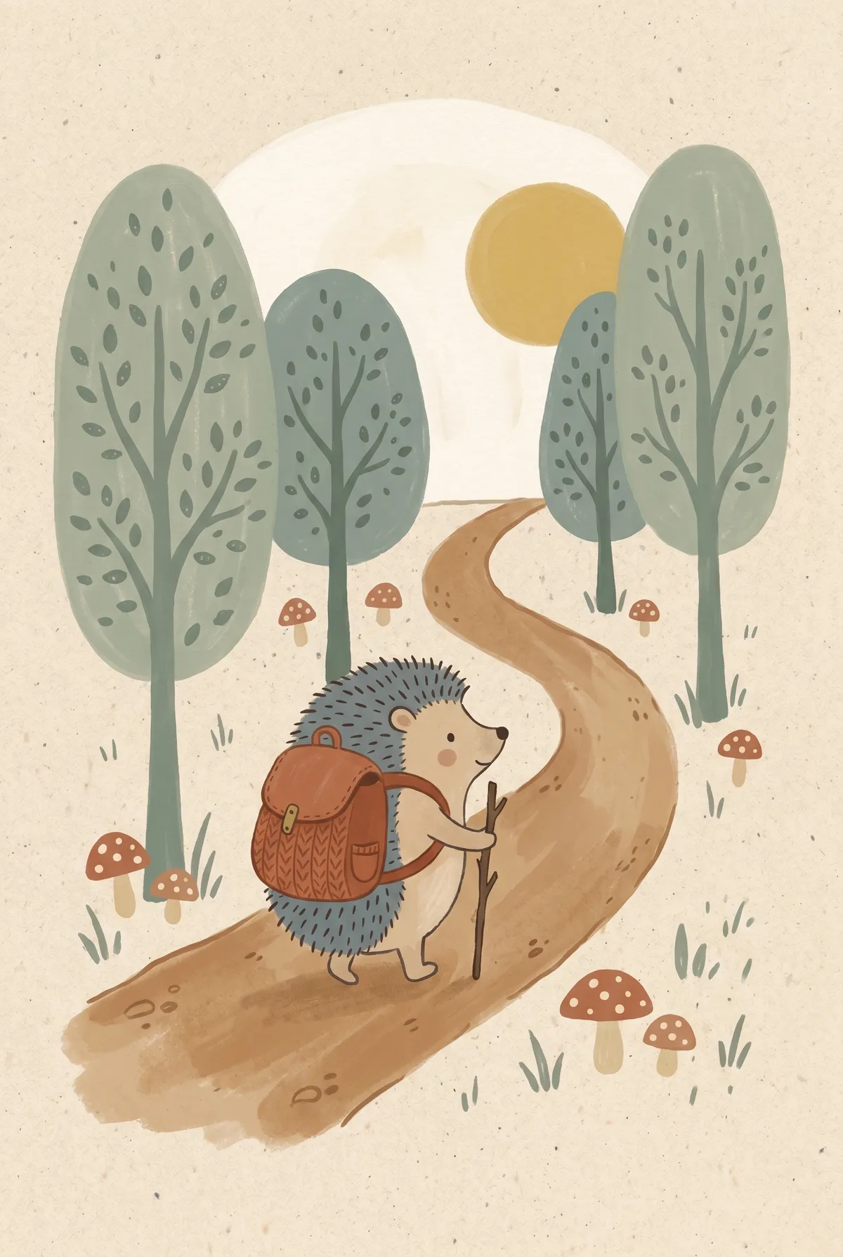 Hedgehog Hiking Print