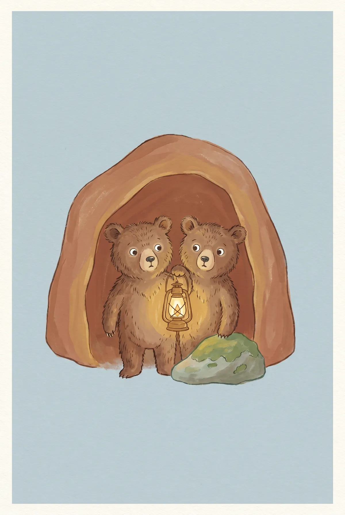Bear Cubs in Cave Print