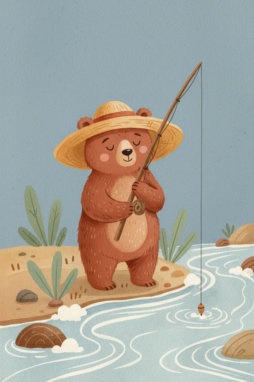 Fishing Bear Print