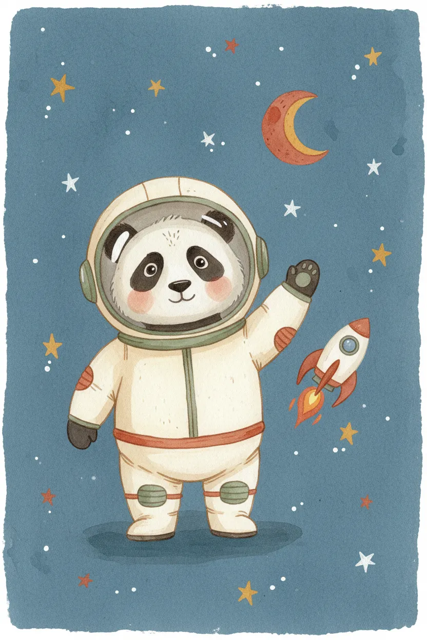 Astronaut Panda Print