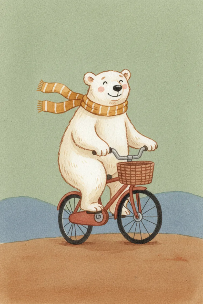 Polar Bear on Bicycle Print