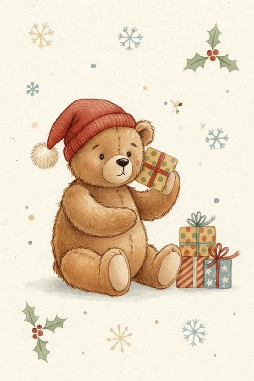 Christmas Teddy Bear Print
