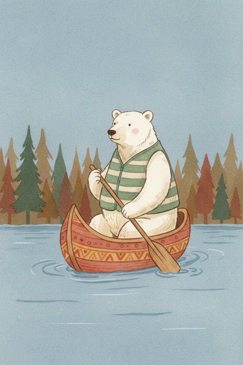Polar Bear Canoe Print