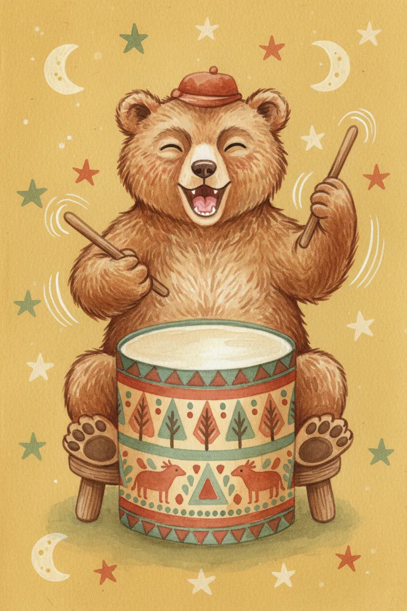 Drumming Bear Print