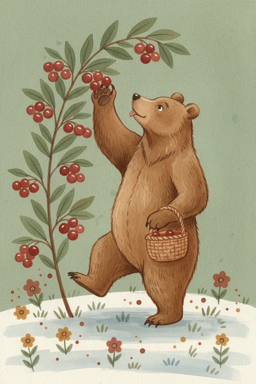 Bear Berry Picking Print