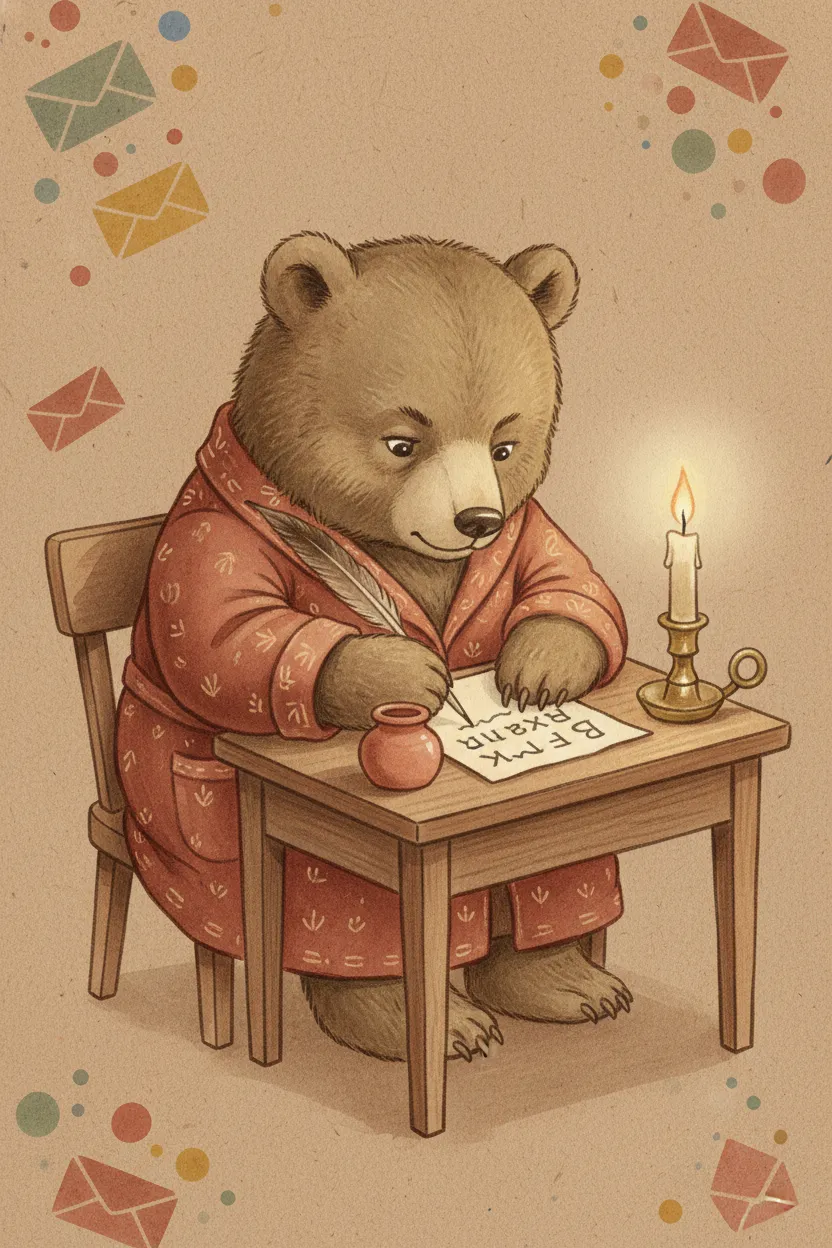 Bear Writing Letter Print