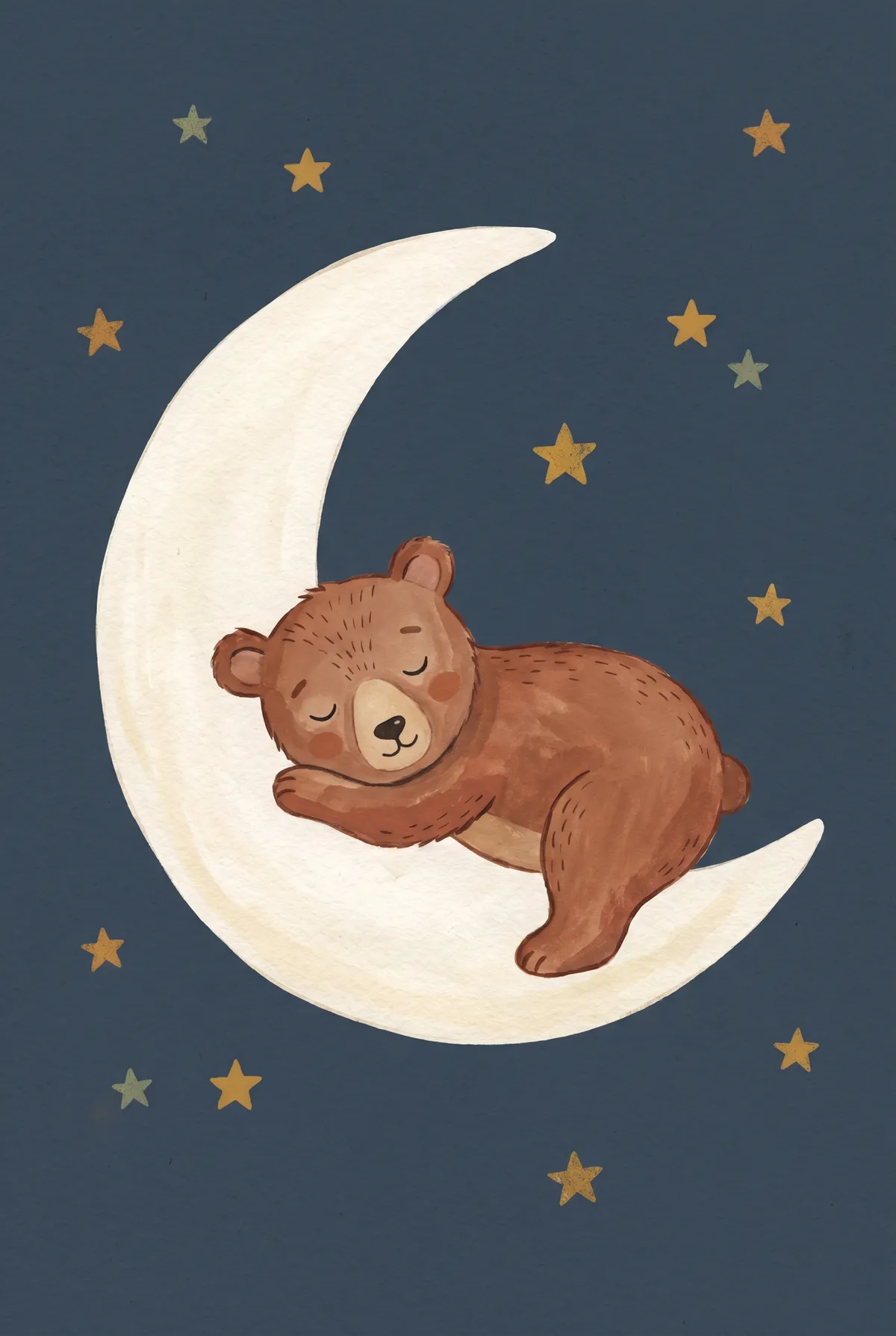 Sleeping Bear on Moon Print