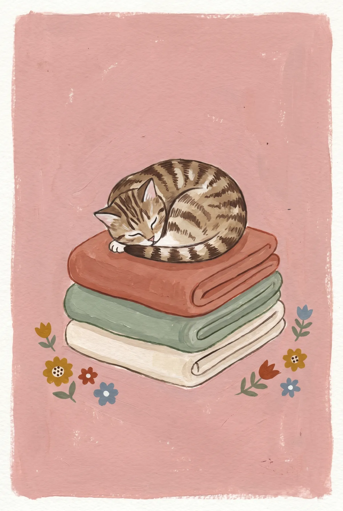 Sleeping Tabby Cat Print