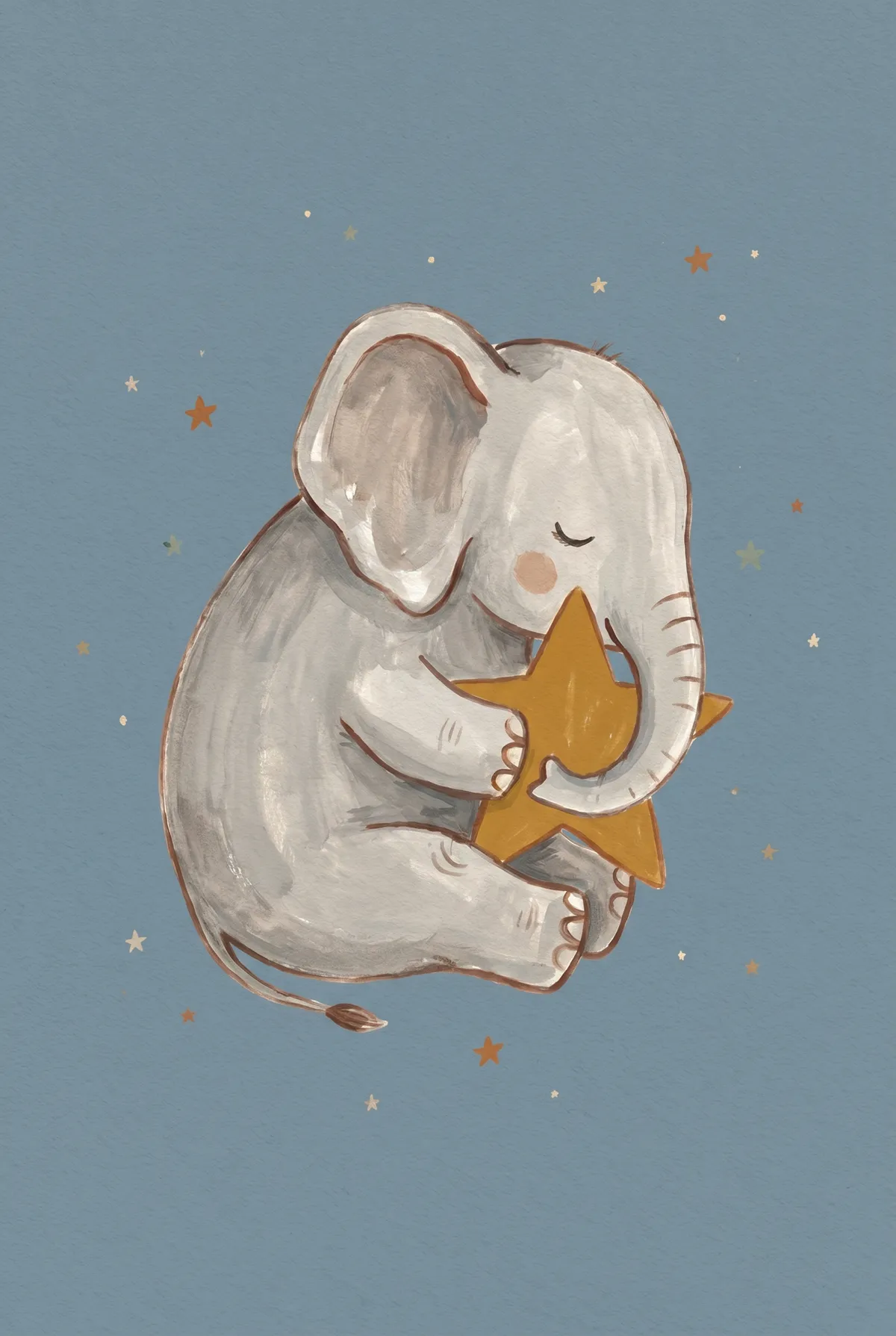 Sleepy Elephant Star Print