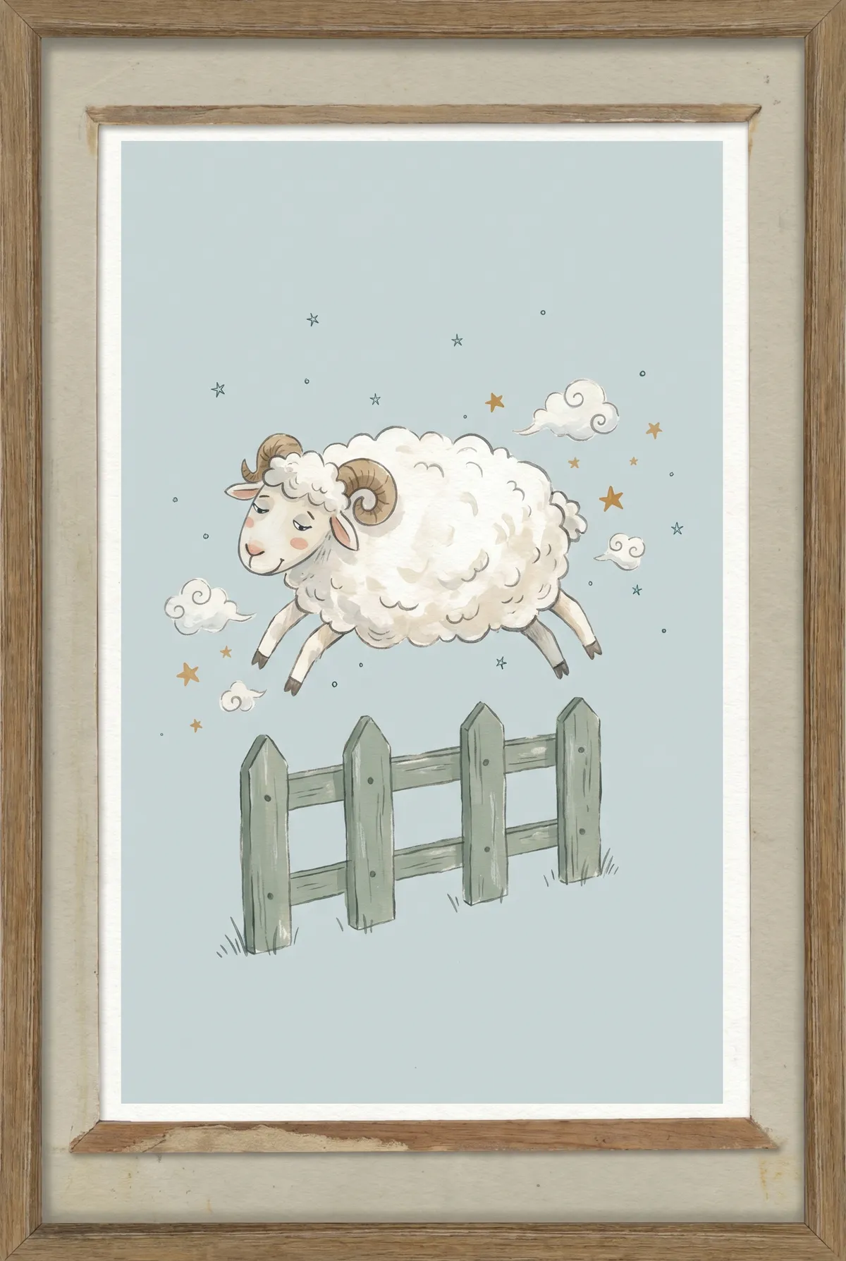 Sheep Jumping Fence Print