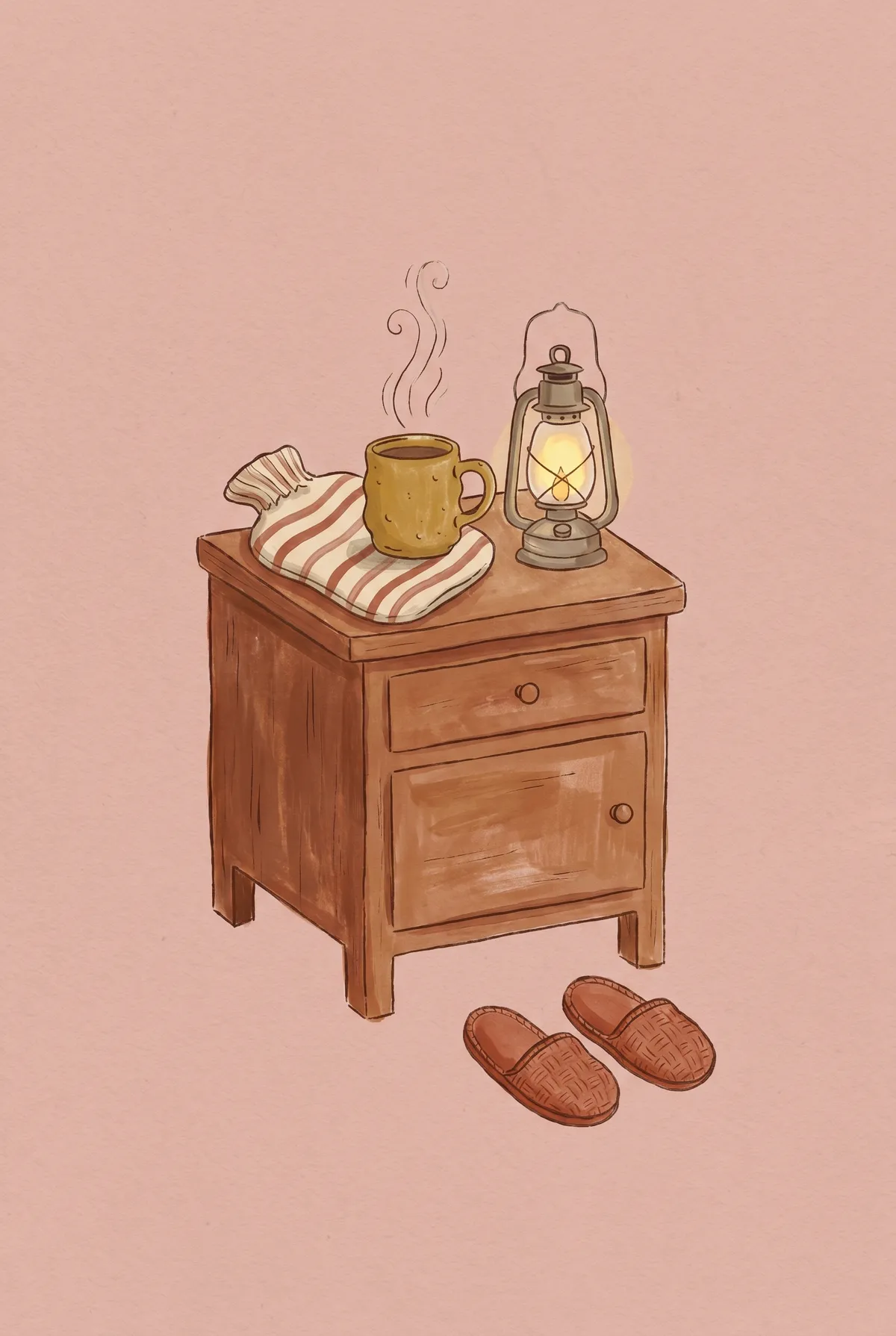 Cozy Bedside Nightstand Print