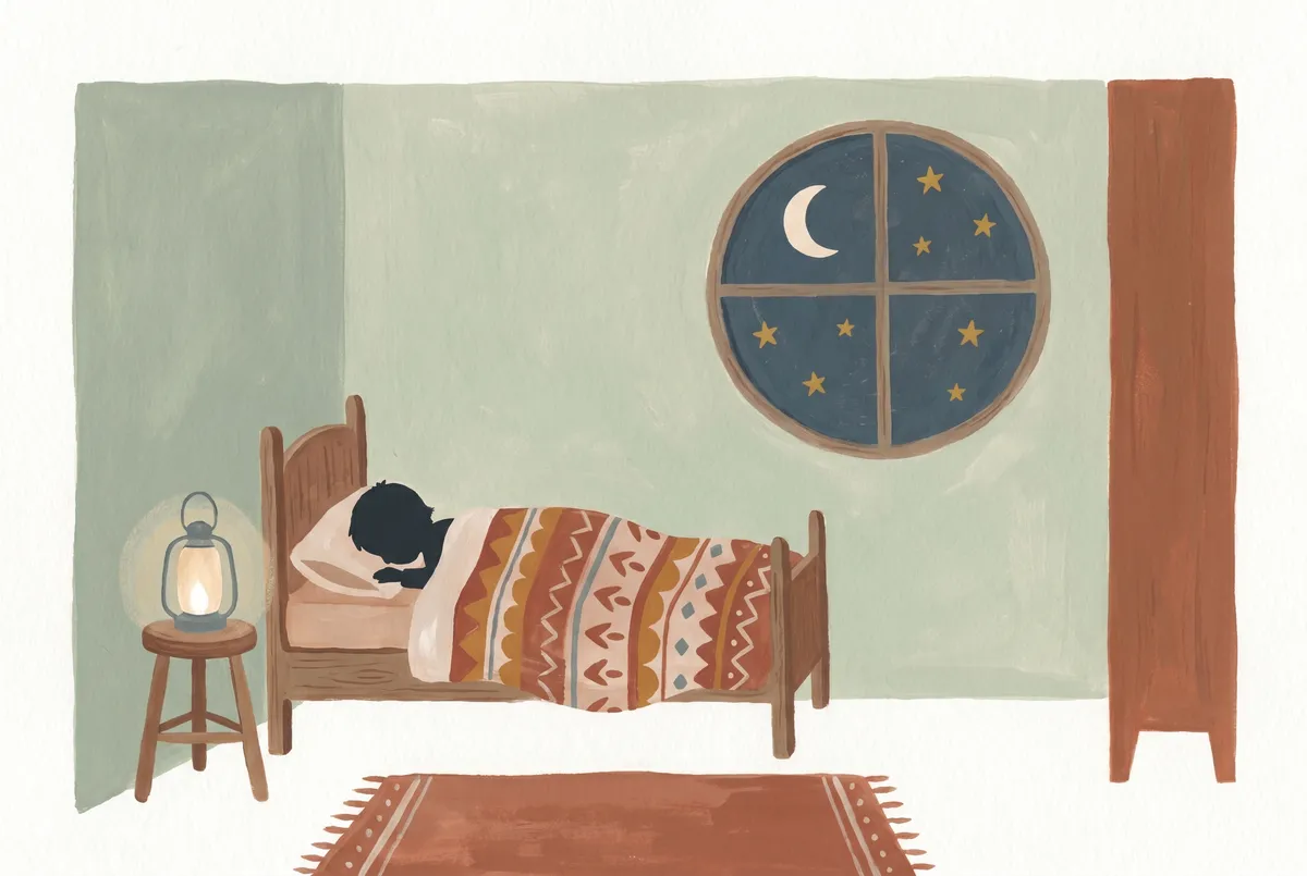 Boy Sleeping at Night Print