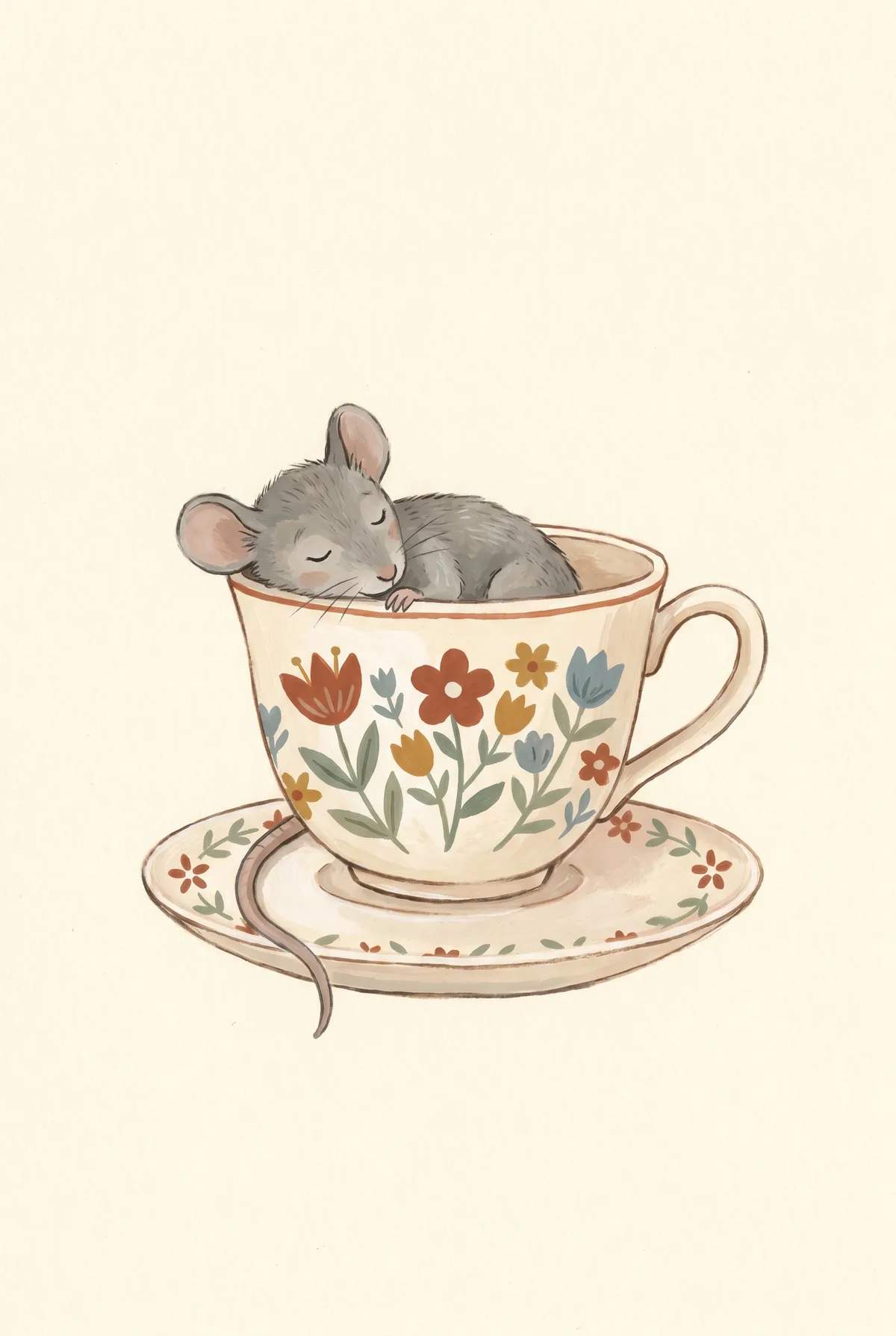 Sleeping Mouse Teacup Print