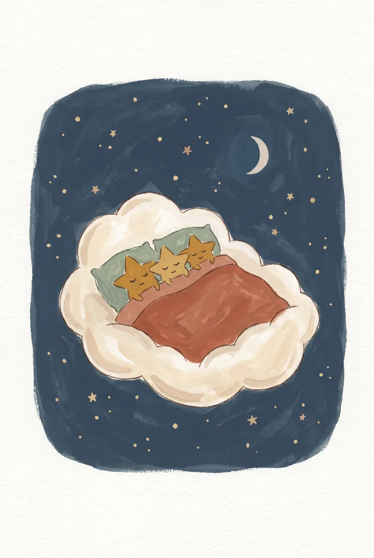 Sleeping Stars on Cloud Bed Print