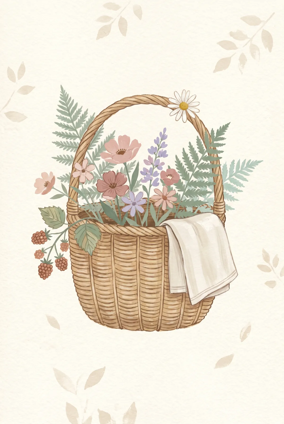 Wildflower Foraging Basket Print