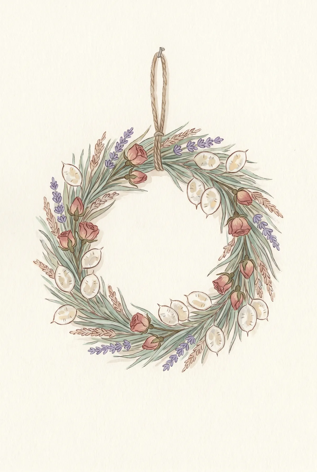 Dried Floral Wreath Print
