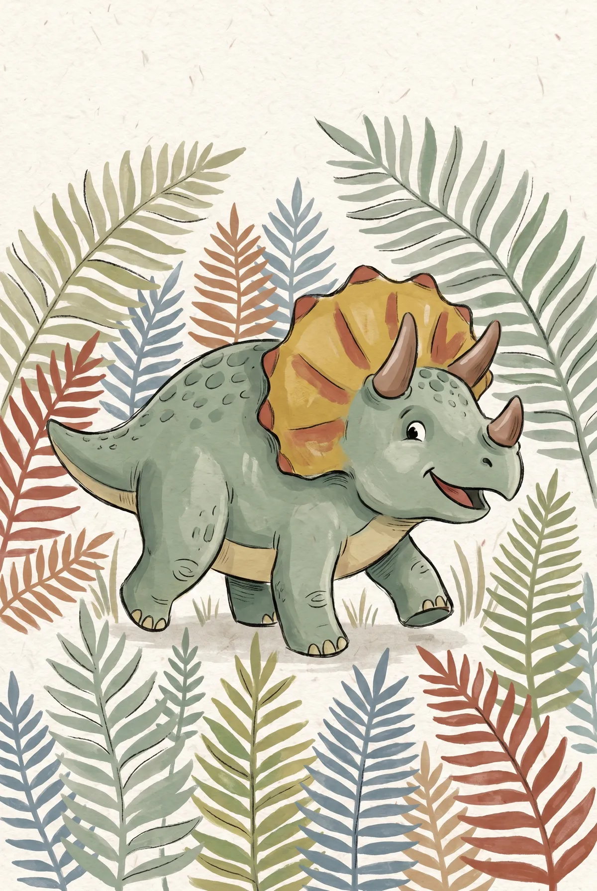 Triceratops Nursery Print