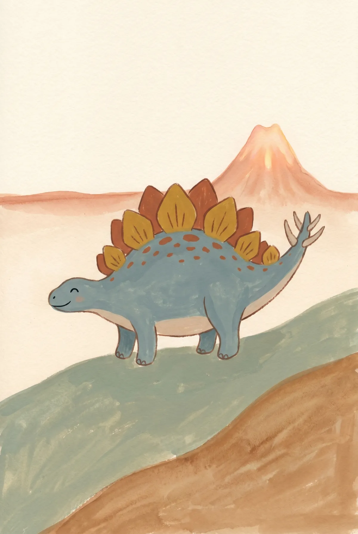 Stegosaurus Volcano Print