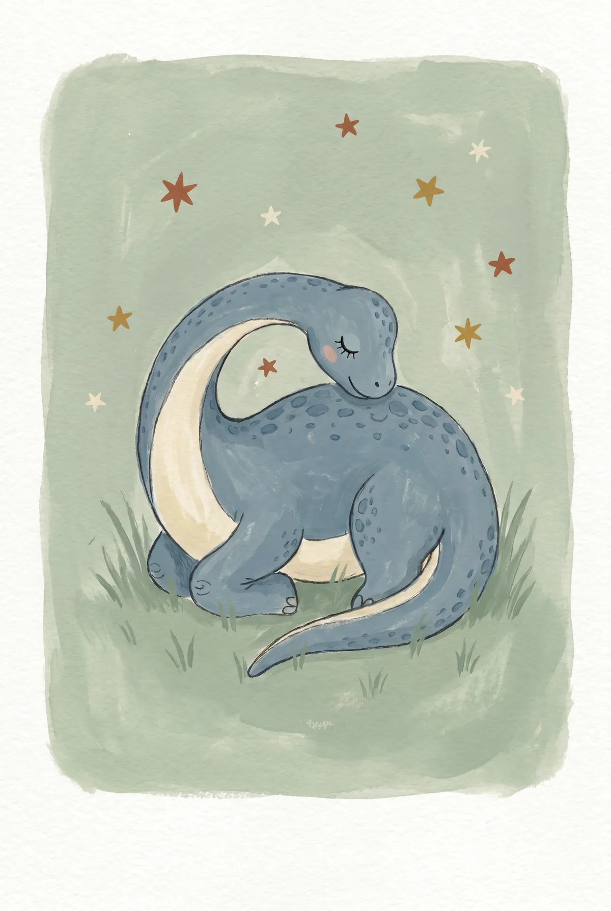 Sleeping Brachiosaurus Print