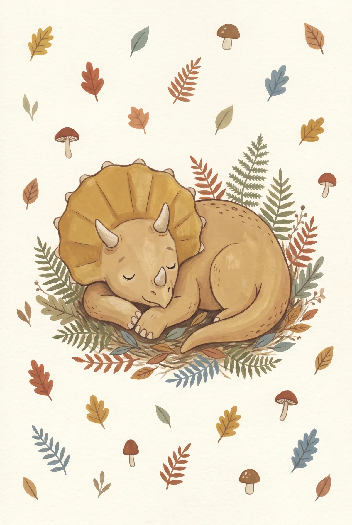 Sleeping Triceratops Print