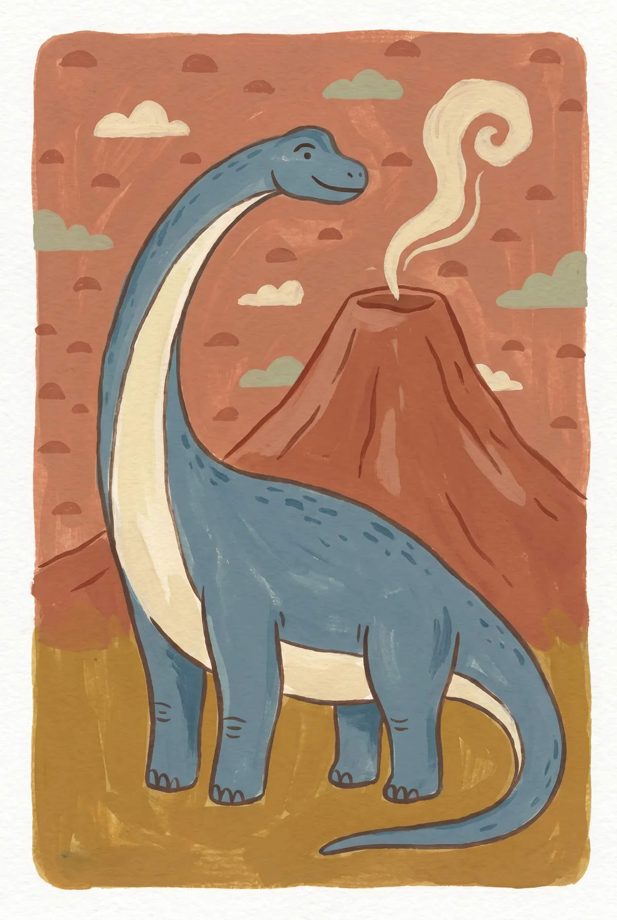 Brachiosaurus & Volcano Print