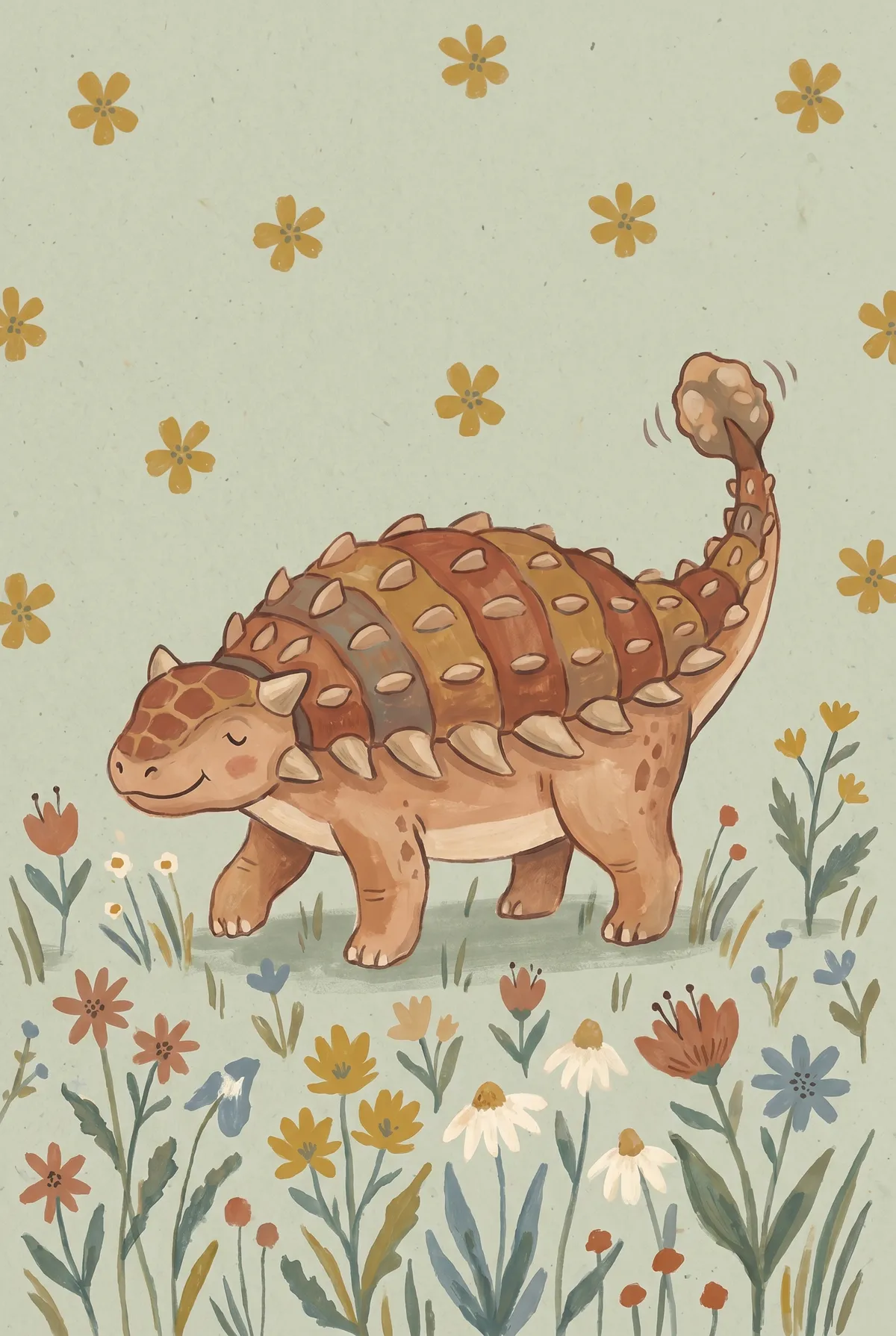 Ankylosaurus Wildflower Meadow Print