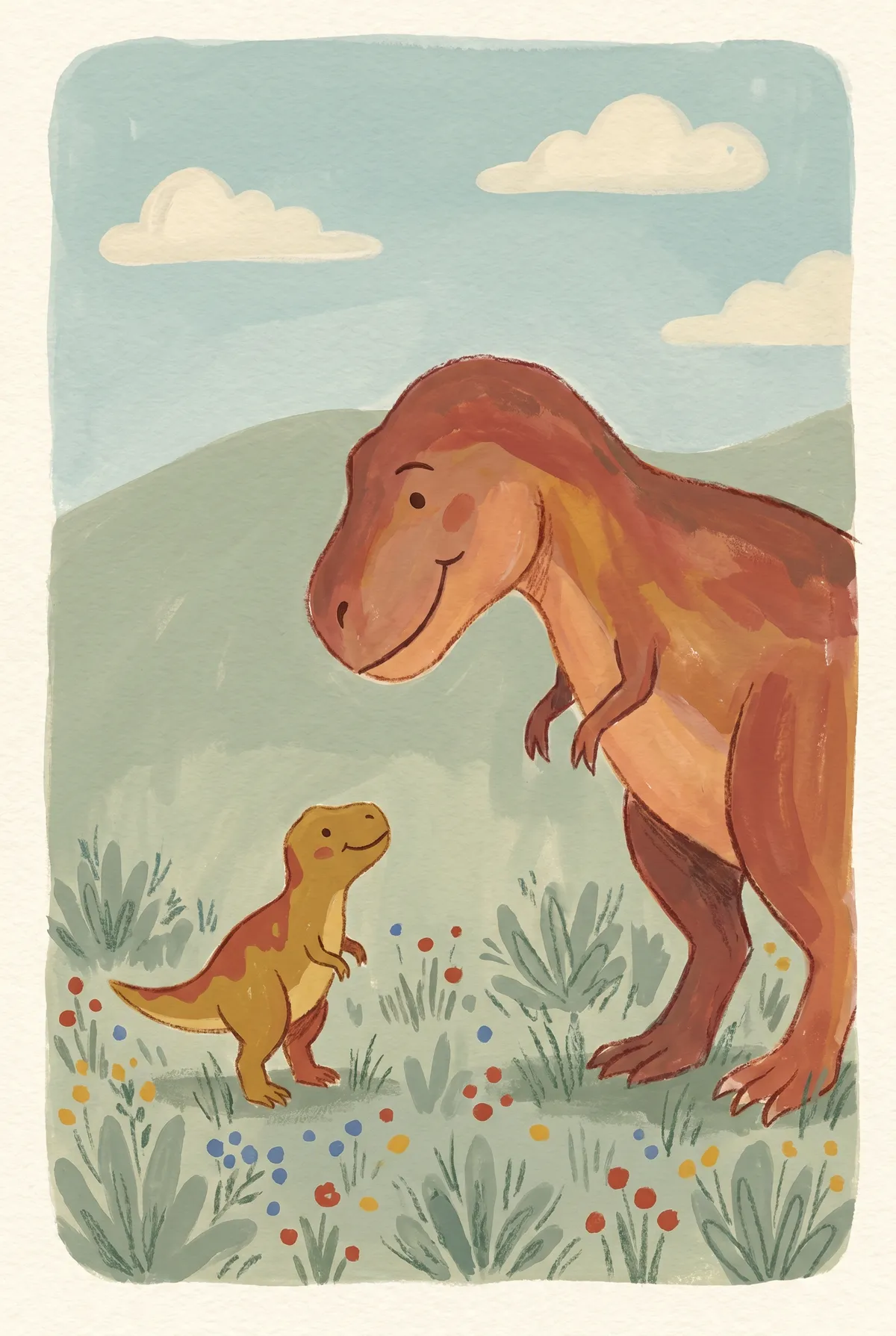 T-Rex Mom and Baby Print