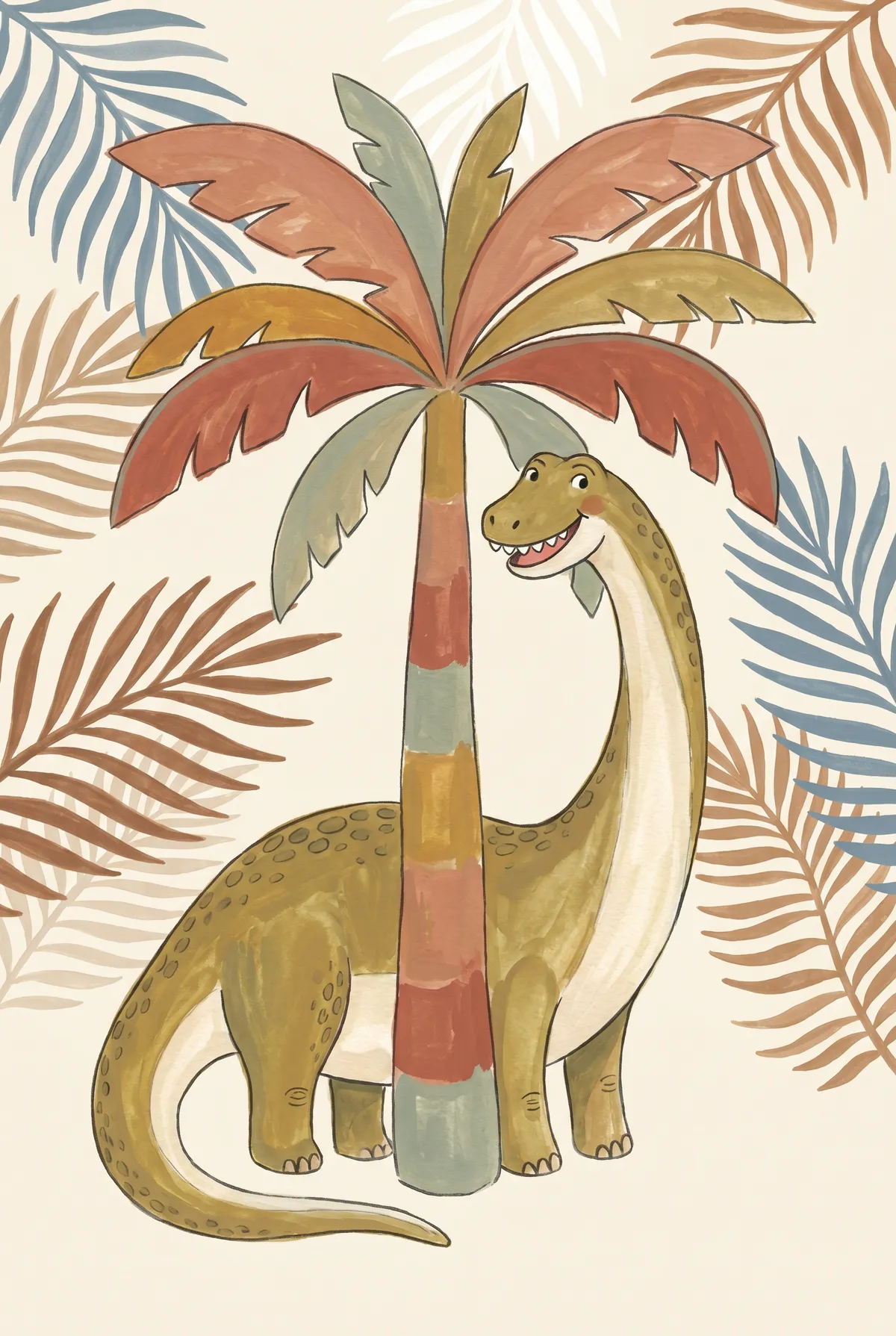 Brontosaurus Palm Tree Print