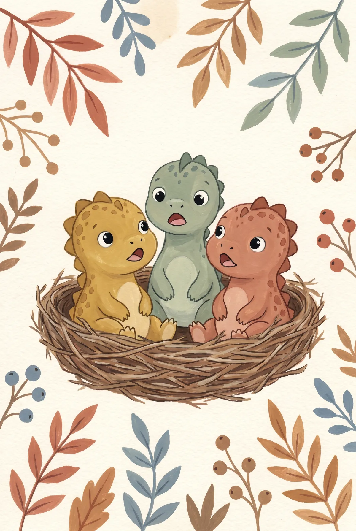 Baby Dinosaur Hatchlings Nest Print