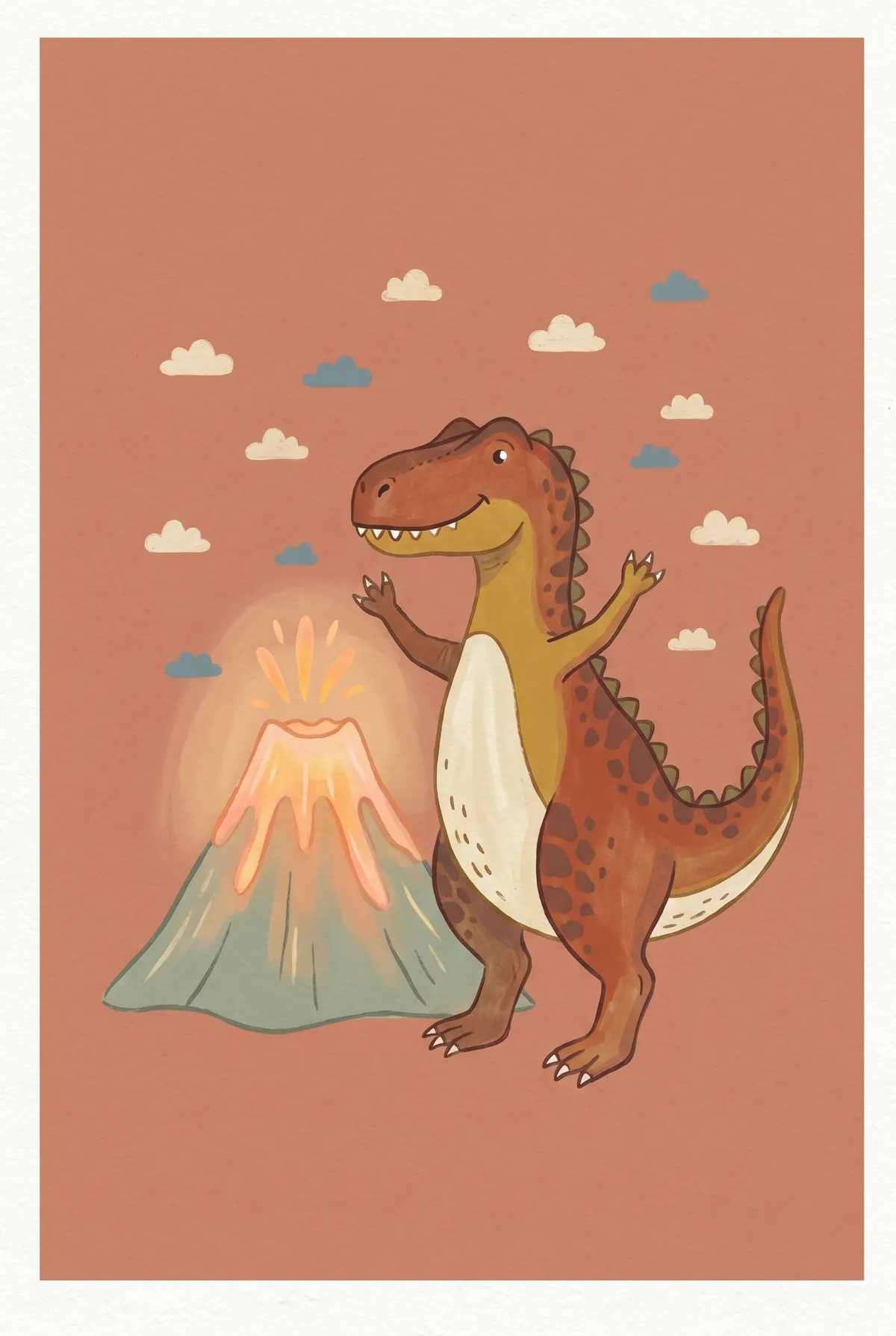 T-Rex & Volcano Print