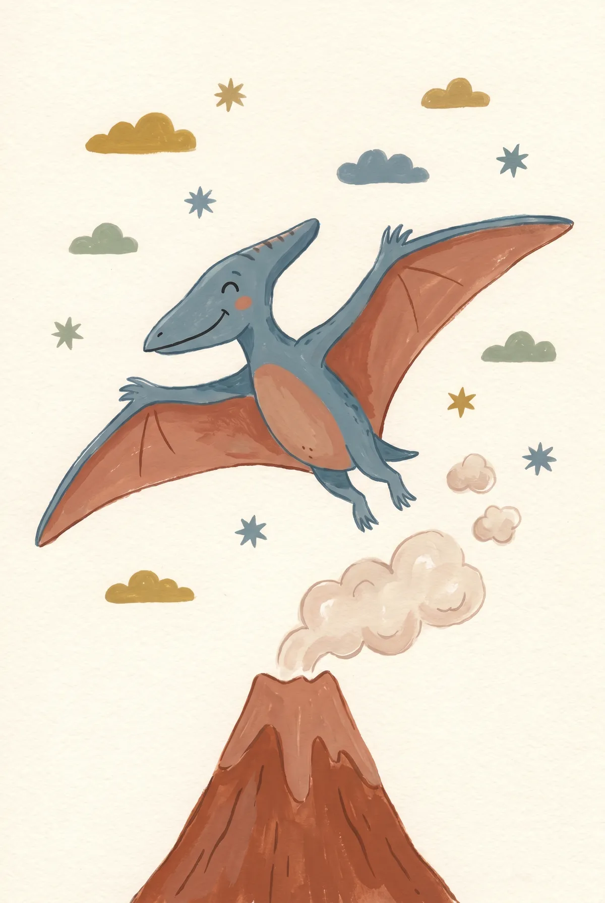 Pterodactyl & Volcano Print