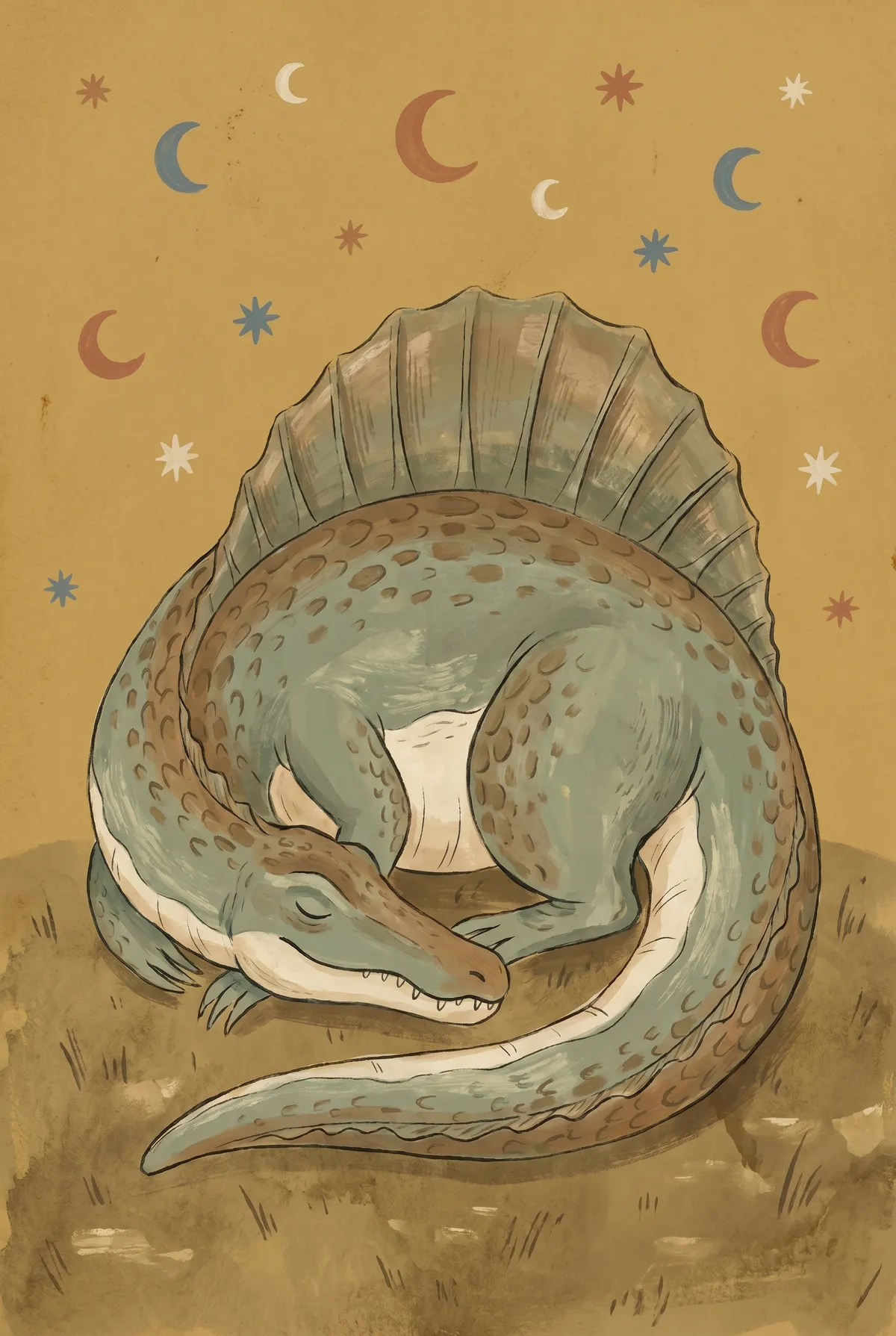 Sleeping Spinosaurus Print