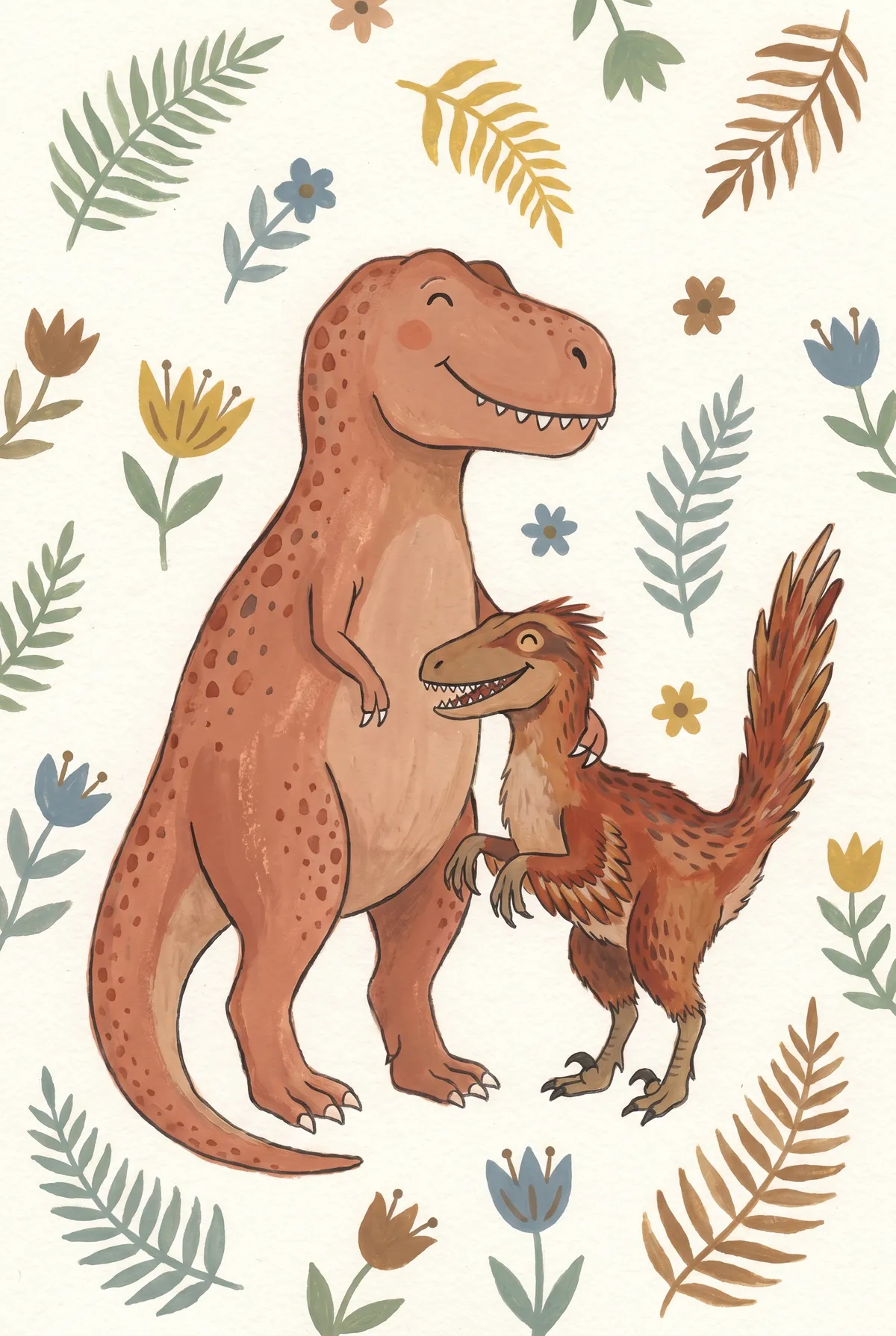 T-Rex and Velociraptor Print
