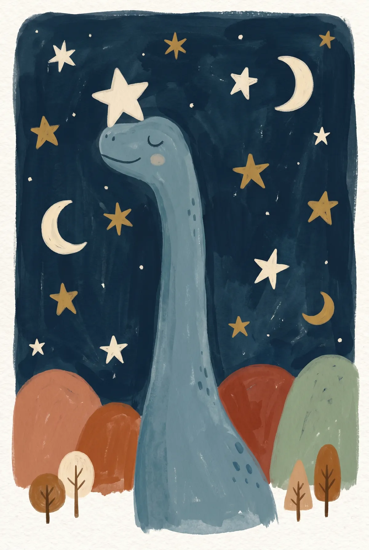 Sleepy Brachiosaurus Print