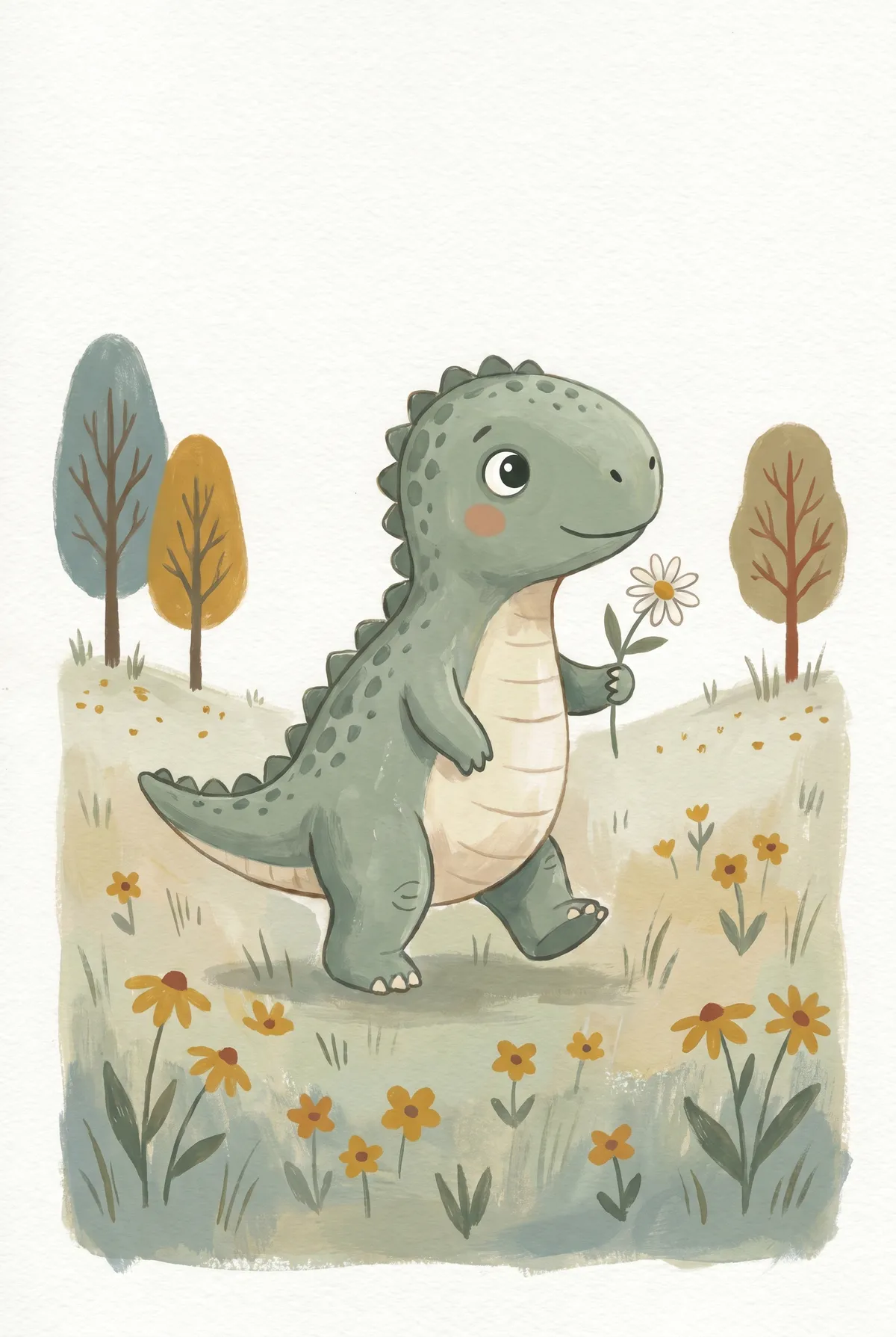 Baby Dinosaur with Daisy Print
