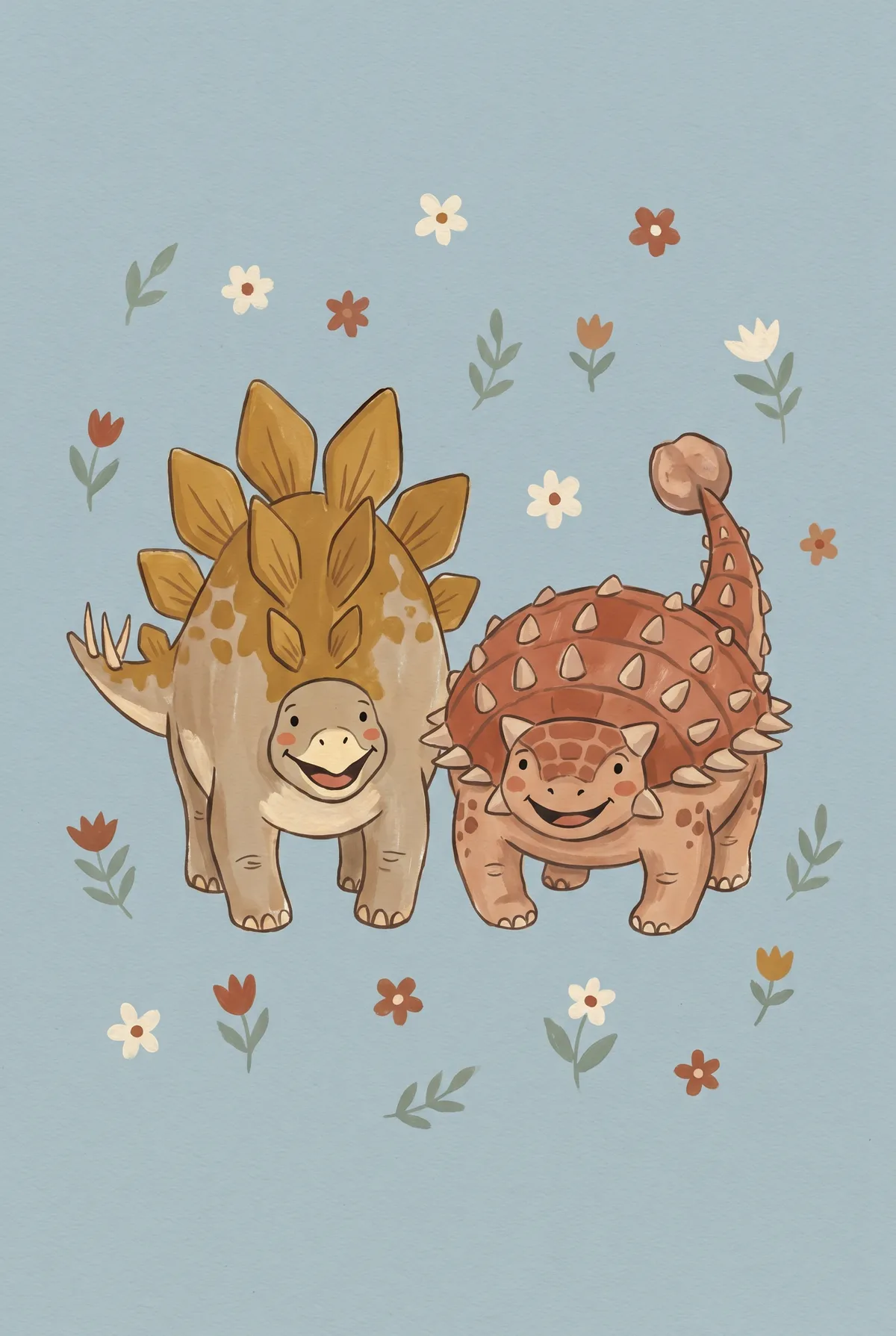 Stegosaurus and Ankylosaurus Print