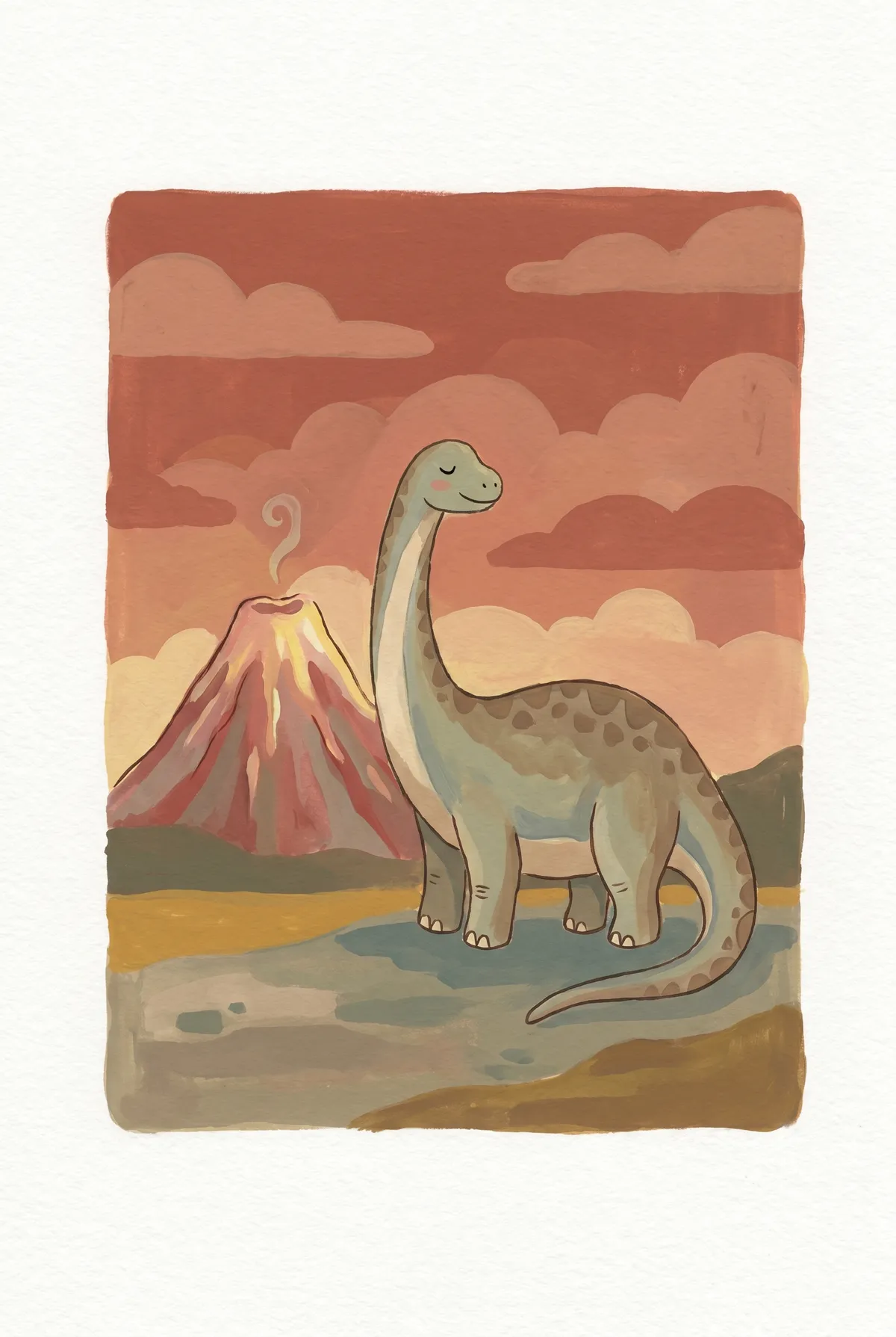 Brontosaurus Volcano Print