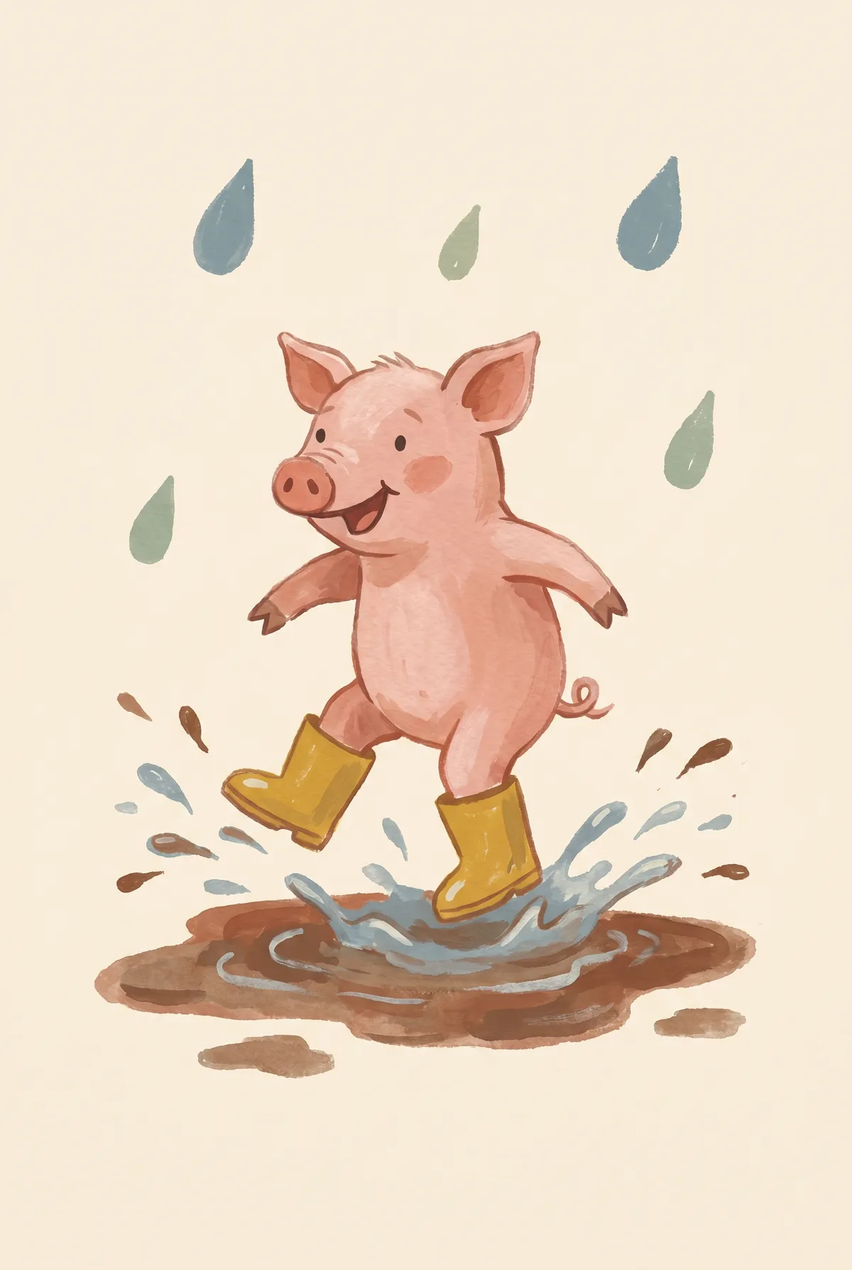 Piglet Puddle Jumping Print