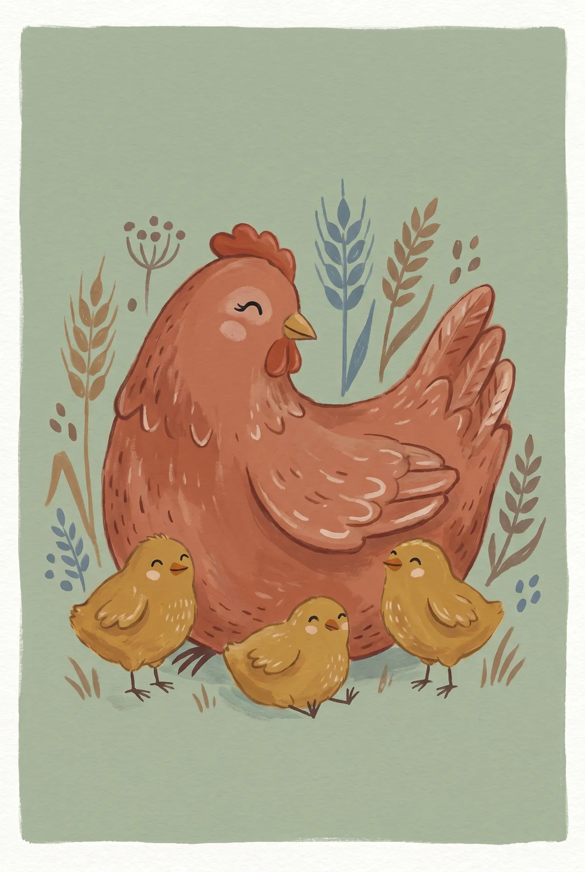 Mother Hen and Chicks Print