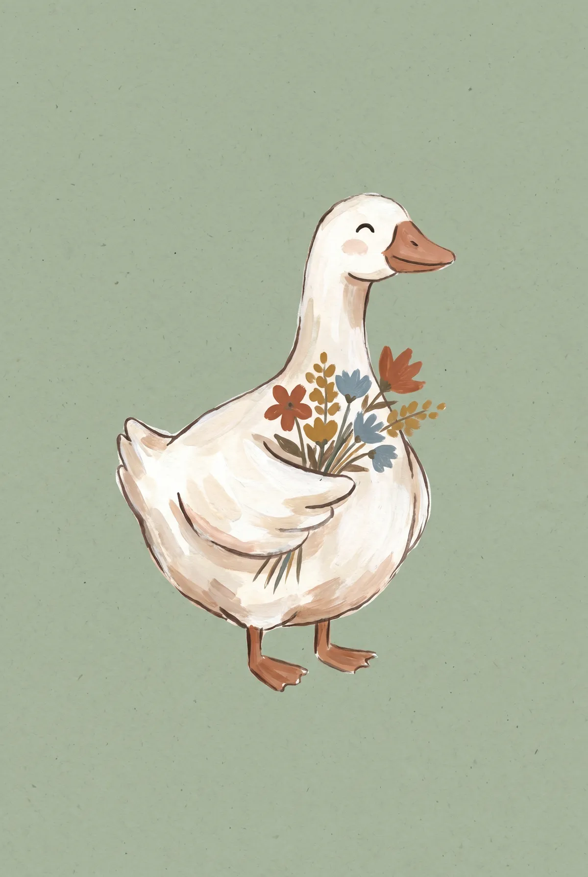 Goose with Wildflowers Print