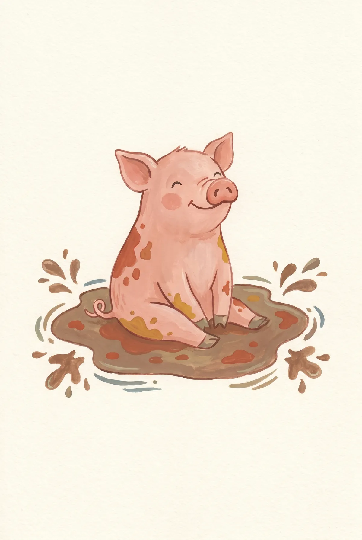 Happy Piglet in Mud Puddle Print