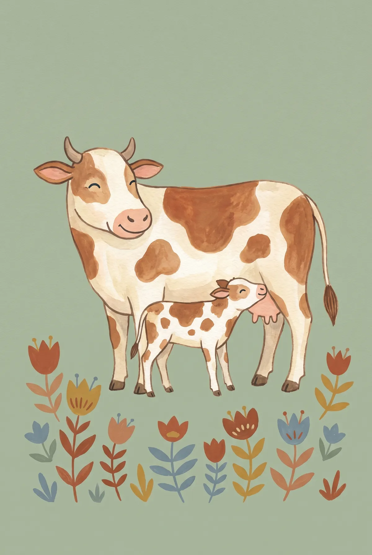 Mama Cow and Calf Print
