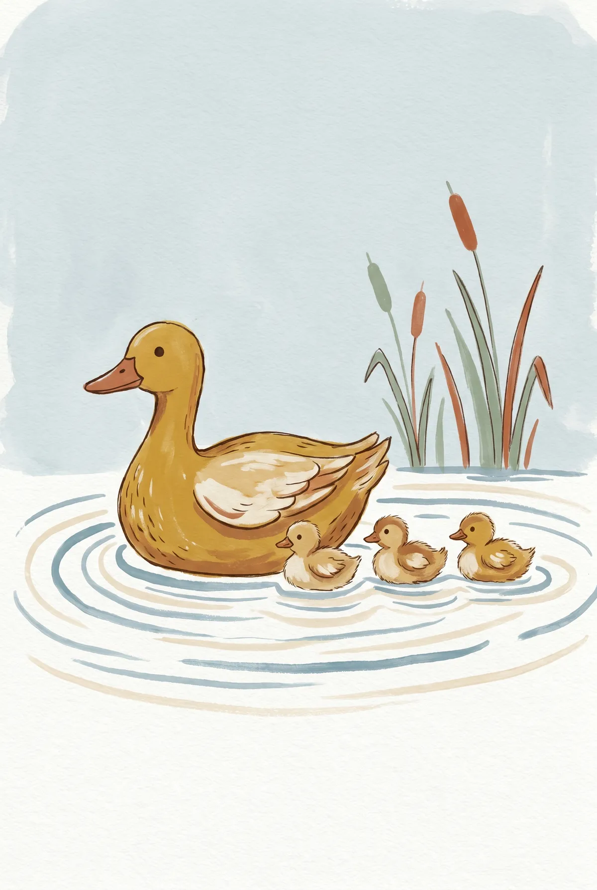 Mama Duck and Ducklings Print