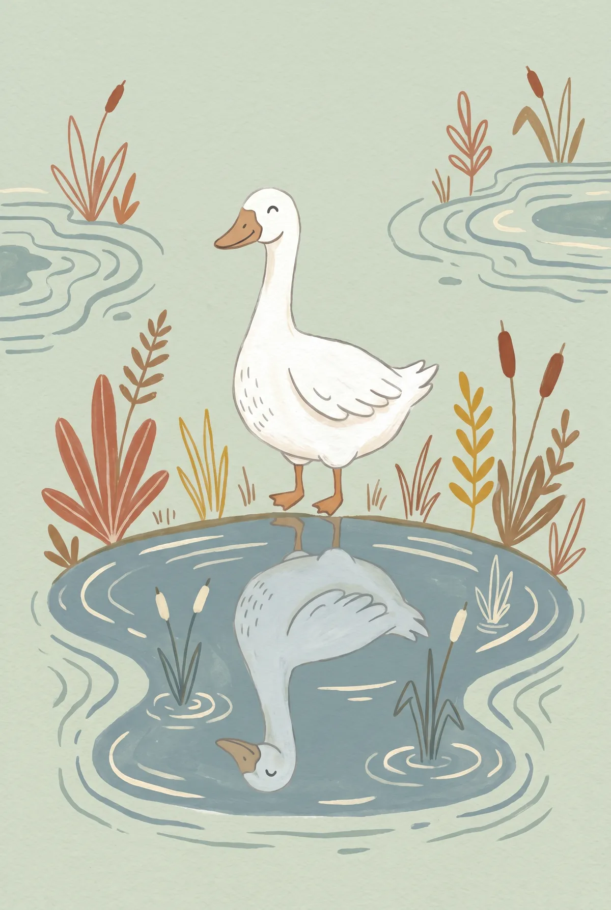 Goose at the Pond Print