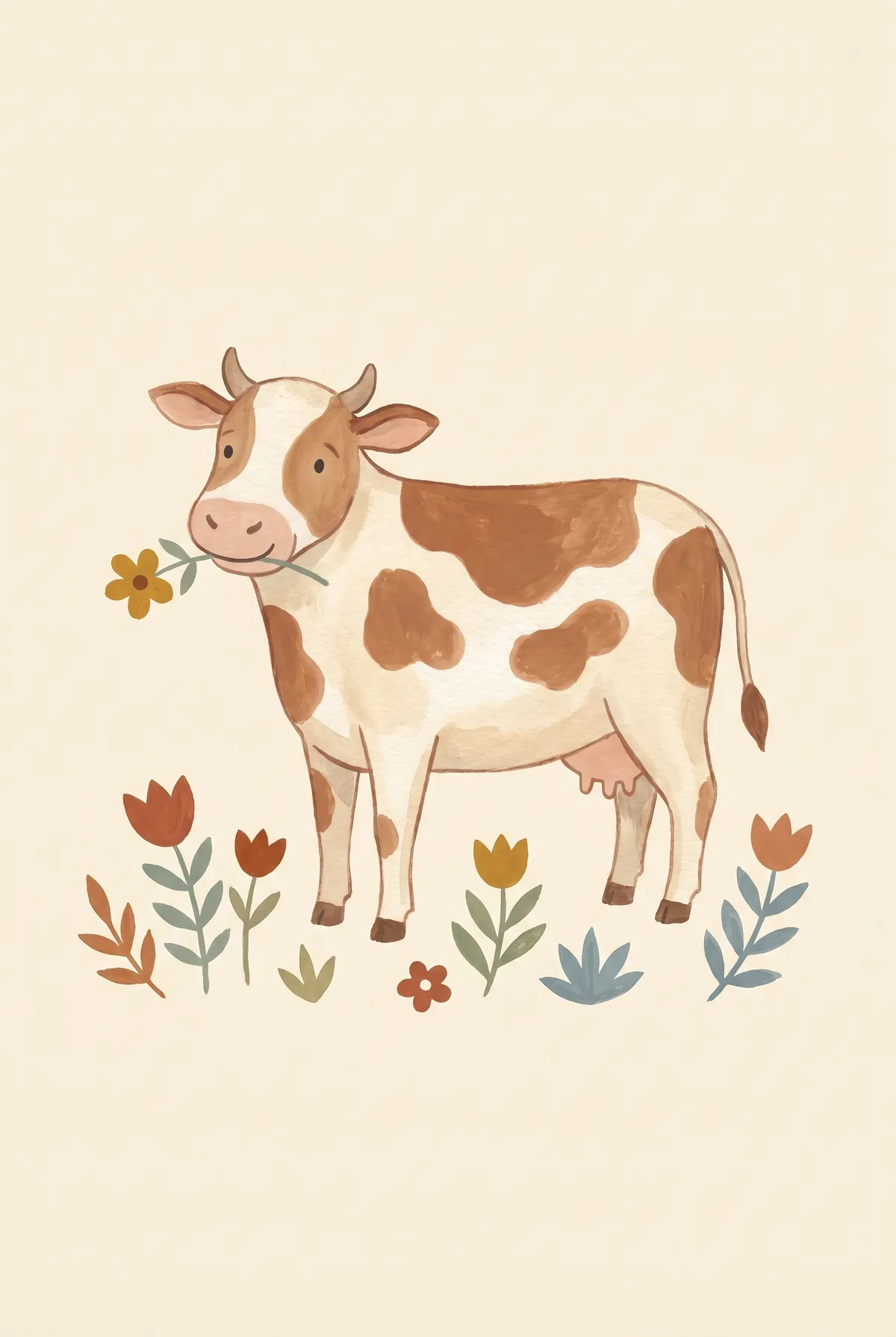 Cow with Flower Print