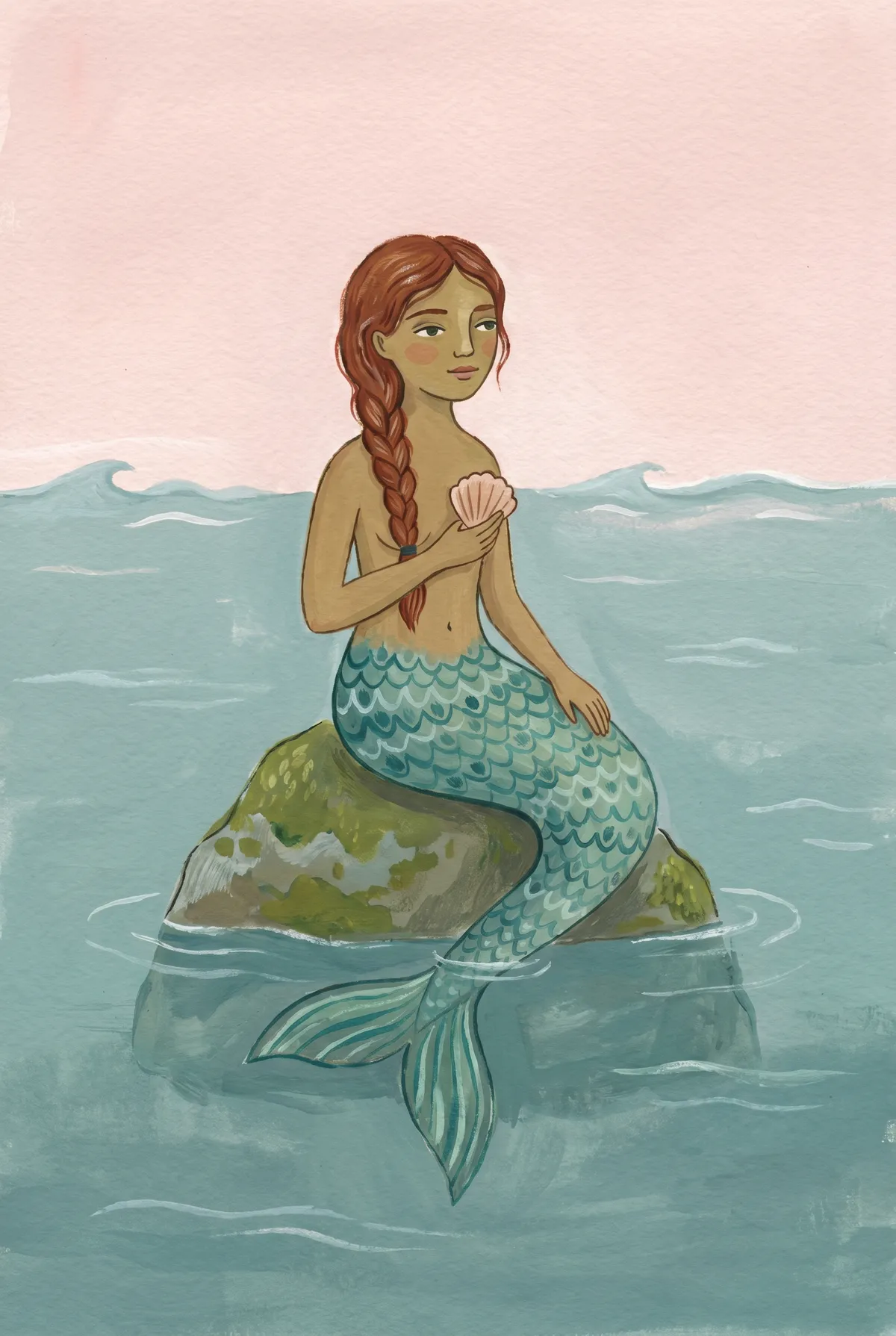 Red Haired Mermaid Print