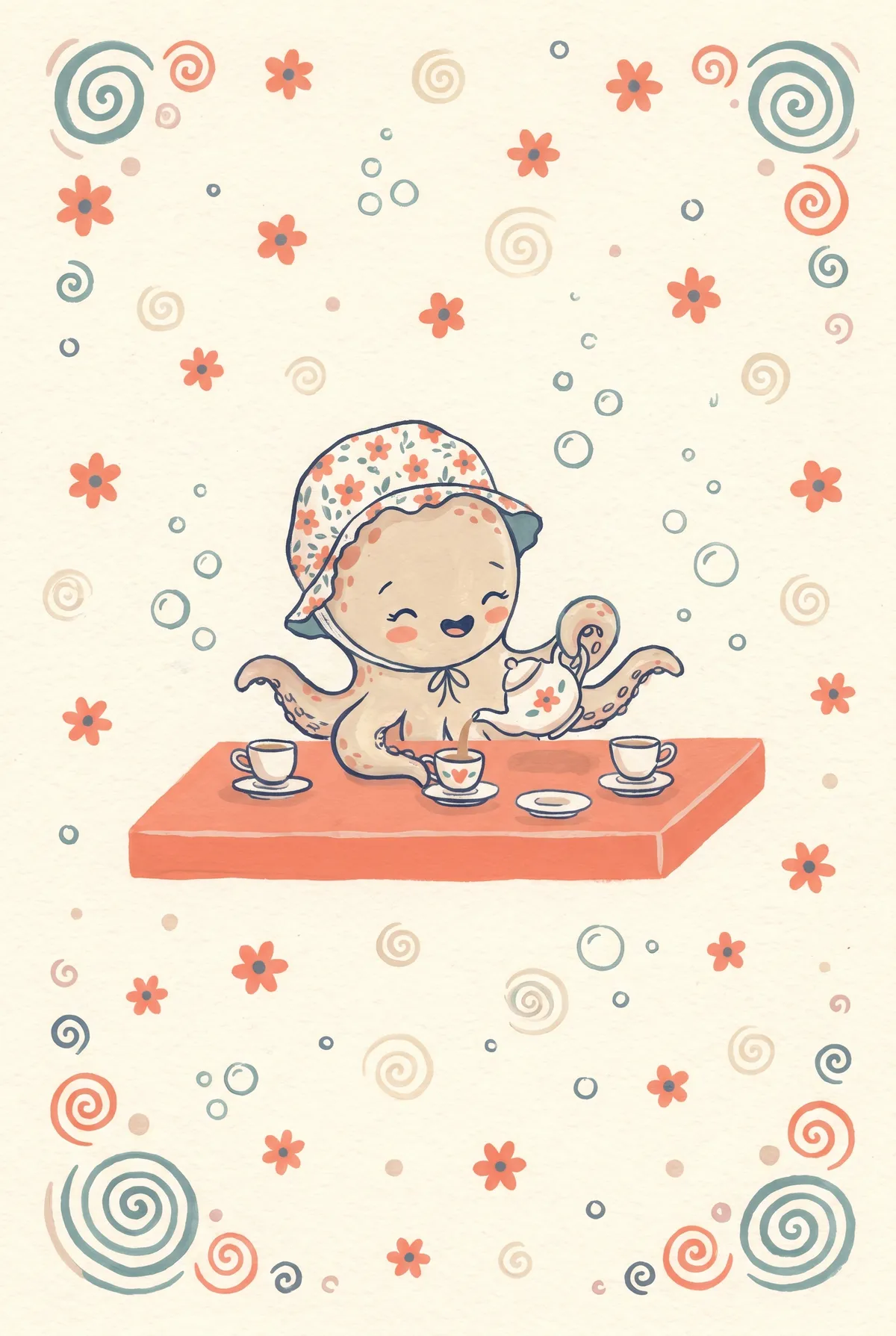 Octopus Tea Party Print